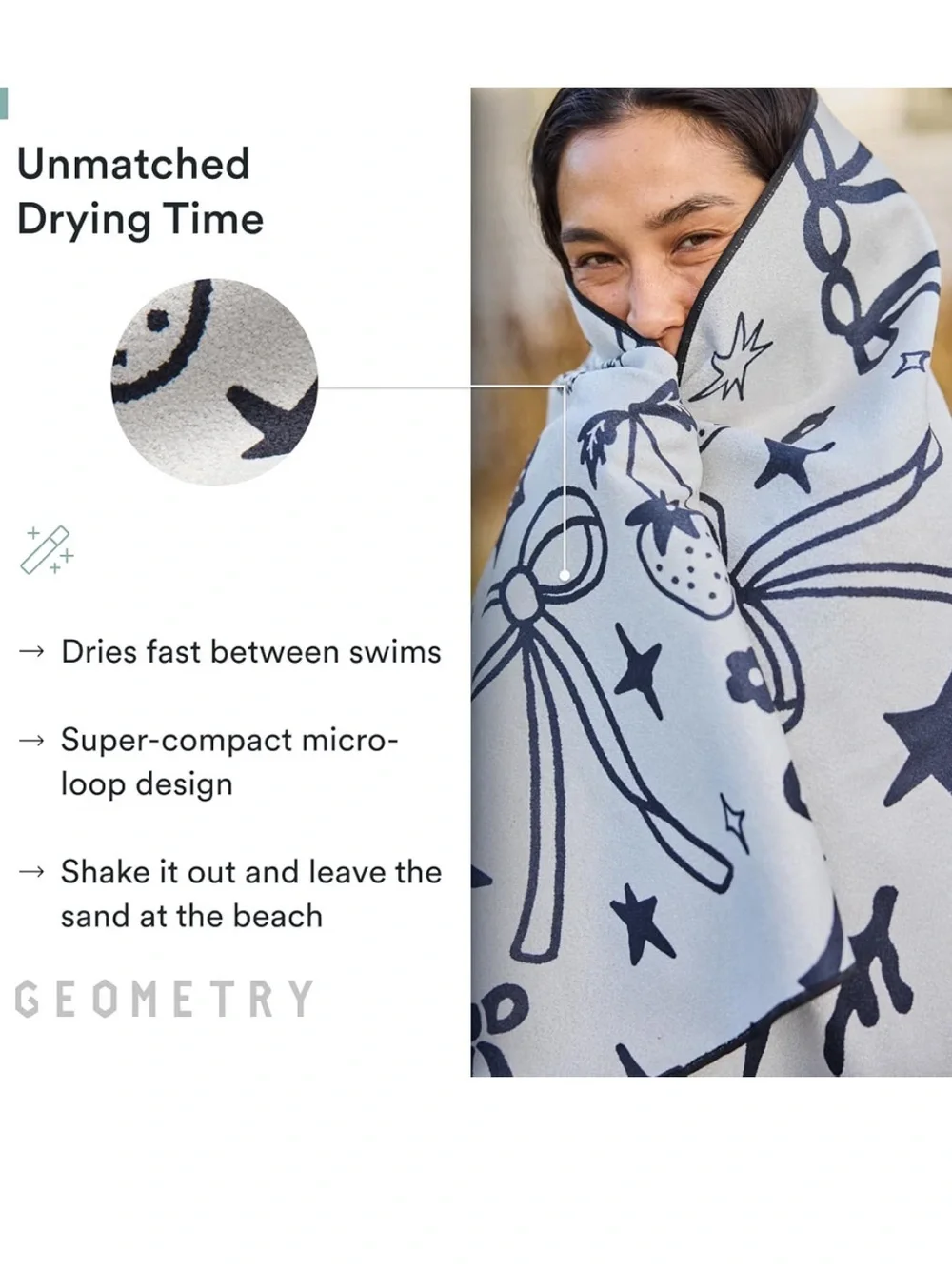 🌊 GEOMETRY Micro-Loop Beach Towel – Quick-Dry, Sand-Resistant (Earth & Sea)